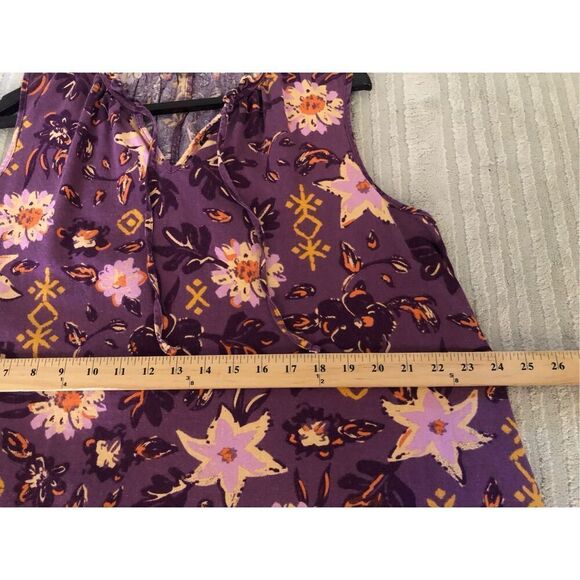 Sonoma Dress Womens Size XL Purple Floral Linen Rayon Blend  Boho - Picture 12 of 13
